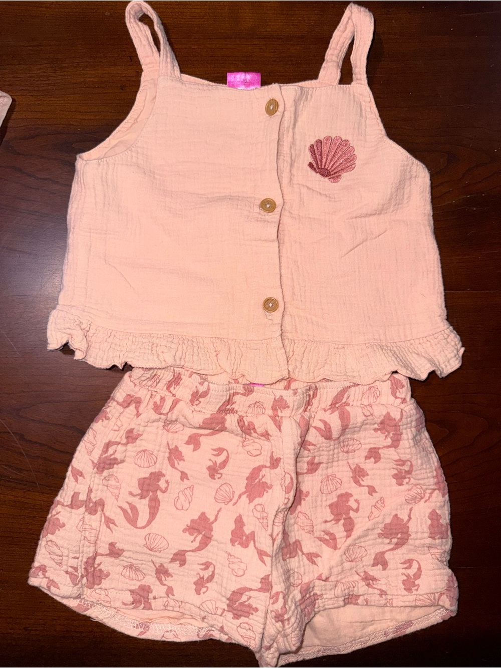 Disney Pink Seashell & Mermaid Tank Top and Shorts Set